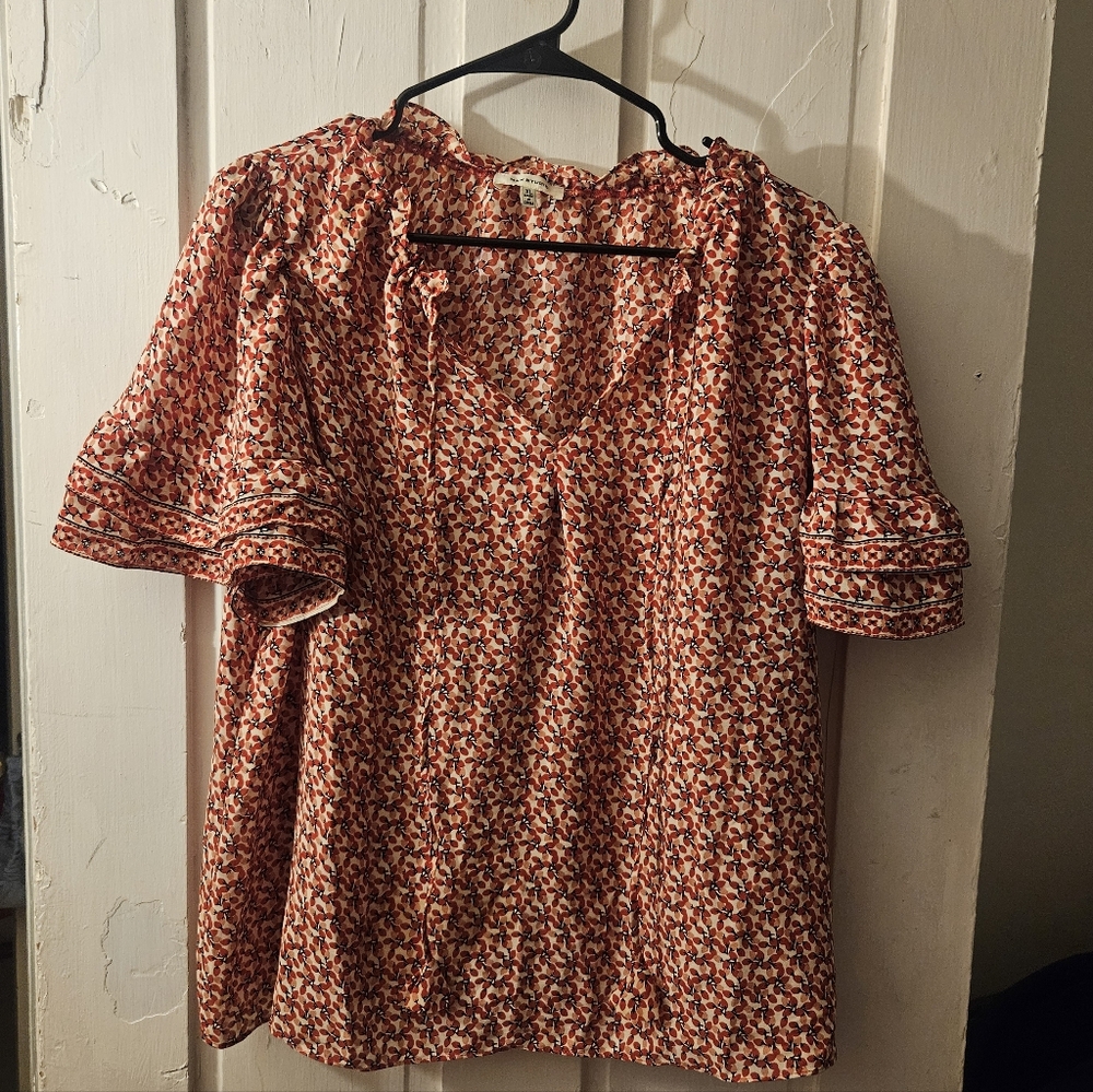 Max Studio Red Floral Blouse